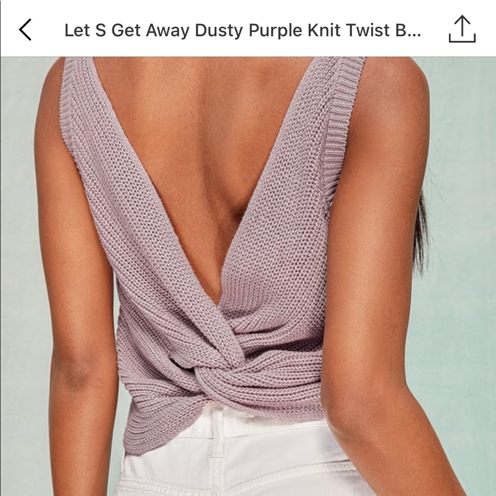 Let’s Getaway Dusty Purple Knit Twist Back Tank Top